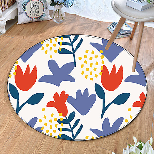 

Round 5mm Area Rugs Machine Made Polyster Non Skid Modern 3D