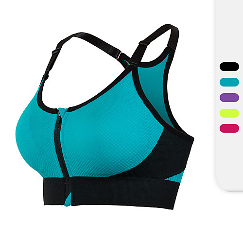 

Women's Sports Bra Bralette Racerback Spandex Fitness Gym Workout Running Removable Quick Dry Breathable Padded Medium Support Purple Black Blue Fuchsia Green Solid Colored / Summer / Stretchy