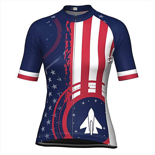 

21Grams Women's Short Sleeve Cycling Jersey Summer Spandex Polyester Red and White American / USA National Flag Bike Jersey Top Mountain Bike MTB Road Bike Cycling Quick Dry Moisture Wicking