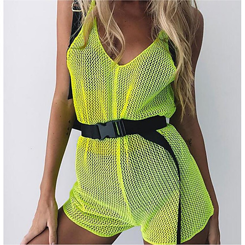 

Women's Casual 2021 fluorescent green Jumpsuit Solid Color