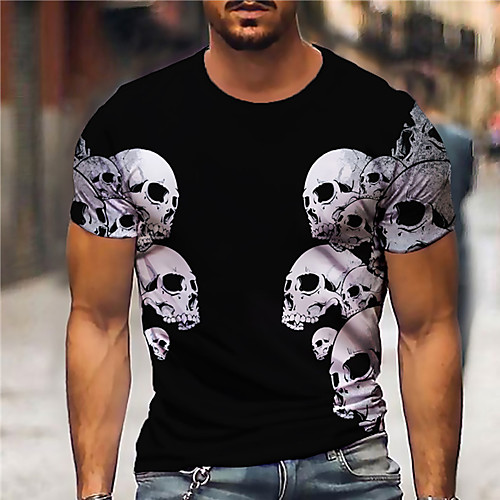 

Men's Unisex Tee T shirt Shirt 3D Print Graphic Prints Skull Print Short Sleeve Daily Tops Casual Designer Big and Tall Black