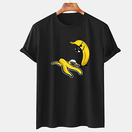 

Men's Unisex Tee T shirt Hot Stamping Graphic Prints Banana Plus Size Print Short Sleeve Casual Tops Cotton Basic Designer Big and Tall Black