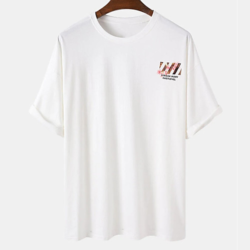 

Men's Unisex Tee T shirt Hot Stamping Floral Graphic Prints Plus Size Print Short Sleeve Casual Tops Cotton Basic Designer Big and Tall White Black Light gray
