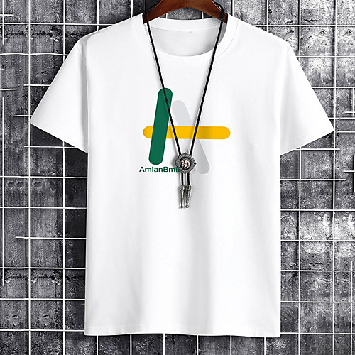 

Men's Unisex Tee T shirt Hot Stamping Graphic Prints Letter Plus Size Print Short Sleeve Casual Tops Cotton Basic Fashion Designer Big and Tall White Black Khaki