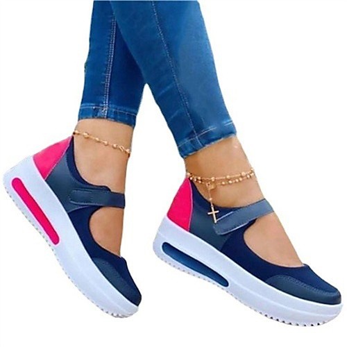 

Women's Sneakers Wedge Heel Round Toe Synthetics White Red Blue