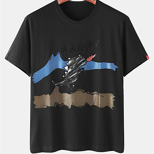 

Men's Unisex Tee T shirt Hot Stamping Graphic Prints Dinosaur Plus Size Print Short Sleeve Casual Tops Cotton Basic Designer Big and Tall White Black Gray