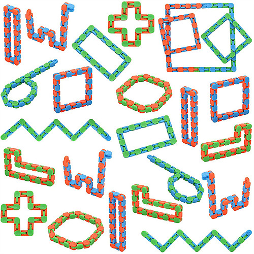 

24 Pack 24 Links Wacky Tracks Snap and Click Fidget Toys, Finger Sensory Toys, Snake Puzzles for Stress Relief, Party Bag Fillers, Party Favours, Random Color
