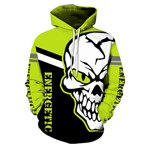 

Men's Unisex Plus Size Pullover Hoodie Sweatshirt Graphic Prints Skull Print Hooded Casual Daily Holiday 3D Print Basic Designer Hoodies Sweatshirts Long Sleeve Blue Yellow Green