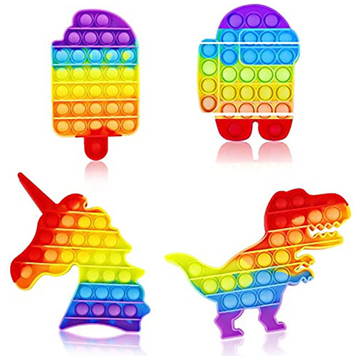 

Push It Pop Bubble Fidget Sensory Toy 3Pack - Rainbow Ice Cream Unicorn Dinosaur Popitz Cute Figet Poppits Popper Figetget Autism Anxiety ADHD Stress Relief Game Gift for Kids Children Teens
