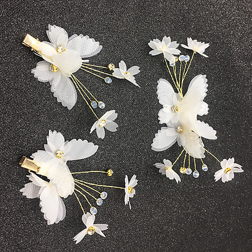

Romantic Cute Alloy Flowers / Headdress / Headpiece with Flower / Crystals / Rhinestones 1 set / 3 Pieces Wedding / Special Occasion Headpiece