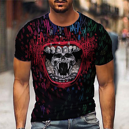 

Men's Tee T shirt Shirt 3D Print Graphic Prints Skull Print Short Sleeve Daily Tops Casual Designer Big and Tall Black / Summer