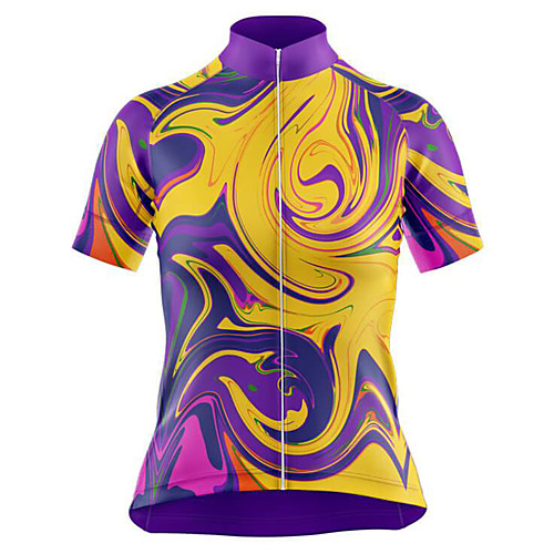 

21Grams Women's Short Sleeve Cycling Jersey Summer Spandex Violet 3D Bike Top Mountain Bike MTB Road Bike Cycling Sports Clothing Apparel / Stretchy / Athleisure