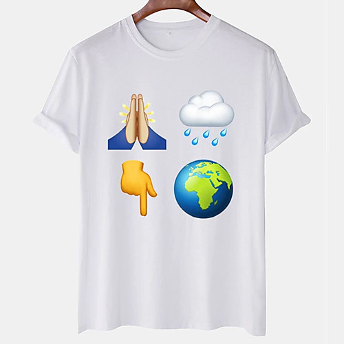 

Men's Unisex Tee T shirt Hot Stamping Graphic Prints Earth Clouds Plus Size Print Short Sleeve Casual Tops Cotton Basic Designer Big and Tall White
