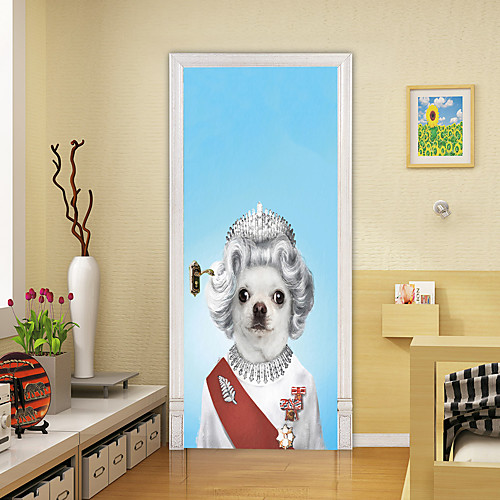 

2pcs Self-adhesive Creative Door Stickers Dog Queen Living Room Diy Decorative Home Waterproof Wall Stickers