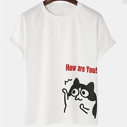 

Men's Unisex Tee T shirt Hot Stamping Cartoon Graphic Prints Plus Size Print Short Sleeve Casual Tops Cotton Basic Designer Big and Tall White Black