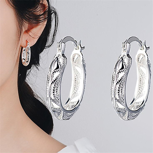 

Women's Hoop Earrings Classic Fashion Romantic Punk Trendy Cute Sweet Earrings Jewelry Silver For Street Gift Date Birthday Festival 1 Pair