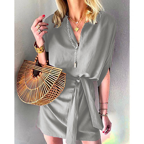 

Women's A Line Dress Short Mini Dress Blue Purple Red Wine Gray Green Black Long Sleeve Solid Color Summer Casual 2021 S M L XL 2XL 3XL