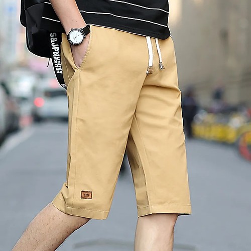 

Men's Shorts Casual / Sporty Comfort Moisture Wicking Breathable Sports Casual Beach Shorts Bermuda shorts Pants Plain Solid Colored Solid Color Knee Length Pocket Black Khaki Dark Blue Light Blue