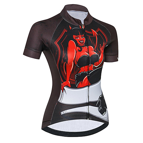 

21Grams Women's Short Sleeve Cycling Jersey Summer Spandex Polyester Black / Red Bike Jersey Top Mountain Bike MTB Road Bike Cycling Quick Dry Moisture Wicking Breathable Sports Clothing Apparel