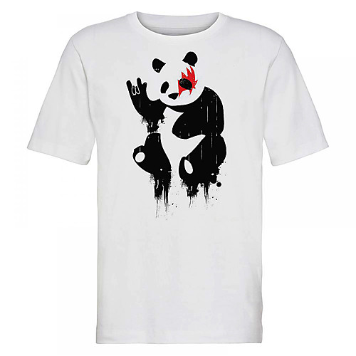 

Men's Unisex Tee T shirt Shirt Hot Stamping Graphic Prints Panda Plus Size Print Short Sleeve Casual Tops Cotton Basic Designer Big and Tall Round Neck White / Summer