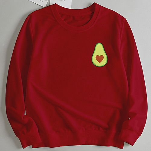 

Women's Unisex Pullover Sweatshirt Fruit Print Casual Other Prints Casual Hoodies Sweatshirts Loose Wine Red Blushing Pink Red