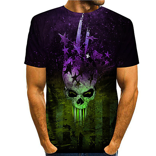 

Men's Tee T shirt 3D Print Graphic Prints Skull Print Short Sleeve Daily Tops Casual Designer Big and Tall Black