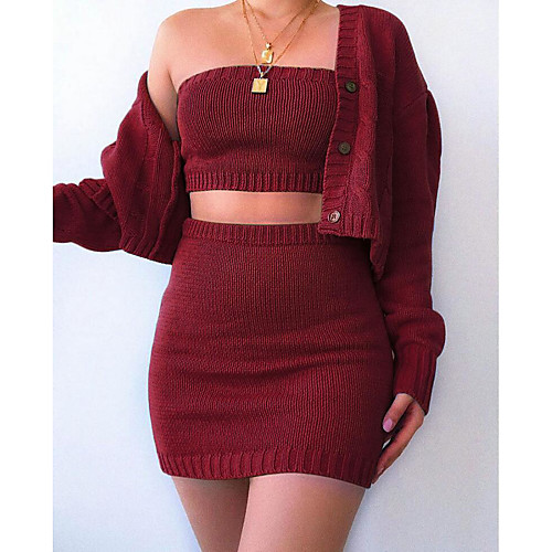 

Women's Wrap Dress Short Mini Dress Blue Black Red Long Sleeve Solid Color Autumn / Fall Sexy 2021 S M L XL