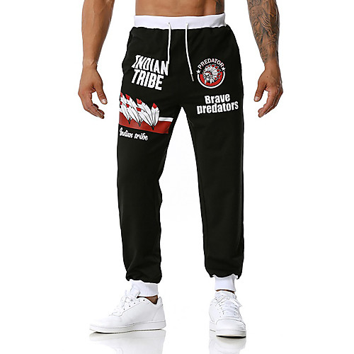 

Men's Sweatpants Sports Sports Casual Leisure Sports Pants Sweatpants Pants Graphic Prints Full Length Black Wine Light Grey