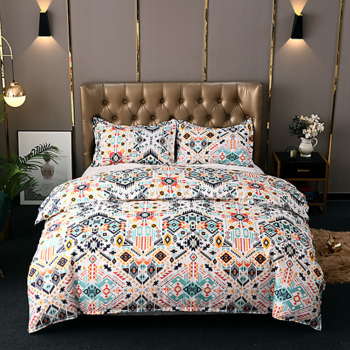 

Bohemian Duvet Cover Set Queen SizeBoho Quilt Covers with Zipper Ties Three Piece Set Supreme Lightweight Microfiber Duvet Cover Simplicity Set(1 Duvet Cover 2 Pillow Shams)