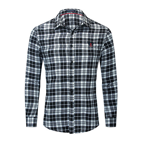 

Men's Shirt Lattice Button-Down Long Sleeve Casual Tops 100% Cotton Lightweight Casual Fashion Breathable Royal Blue