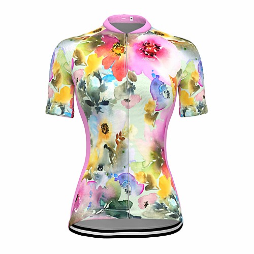 

21Grams Women's Short Sleeve Cycling Jersey Summer Spandex Pink Floral Botanical Bike Top Mountain Bike MTB Road Bike Cycling Quick Dry Moisture Wicking Sports Clothing Apparel / Stretchy
