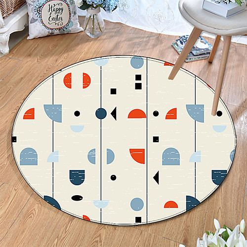 

Round 5mm Area Rugs Machine Made Polyster Non Skid Modern 3D