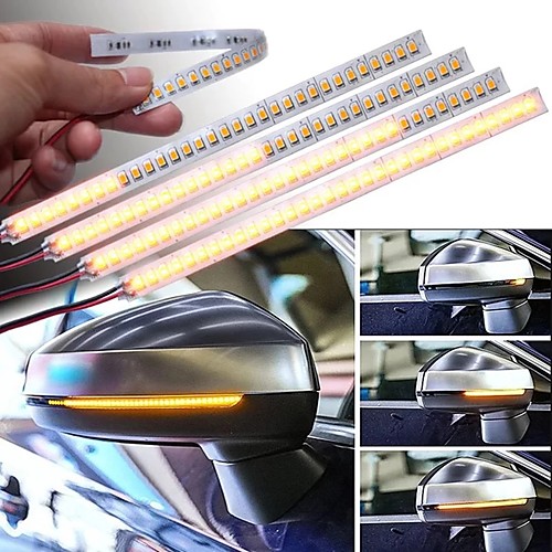 

OTOLAMPARA High Lightness 14W Rear Mirror Turn Signal Light Amber Color Easy Installation Flexible Style Multi-functional Flowing LED Strip Light 2pcs
