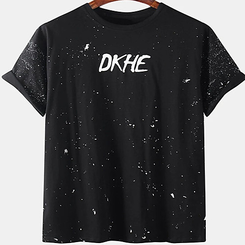 

Men's Tee T shirt 3D Print Graphic Prints Geometry Letter Print Short Sleeve Daily Tops Casual Designer Big and Tall White Black