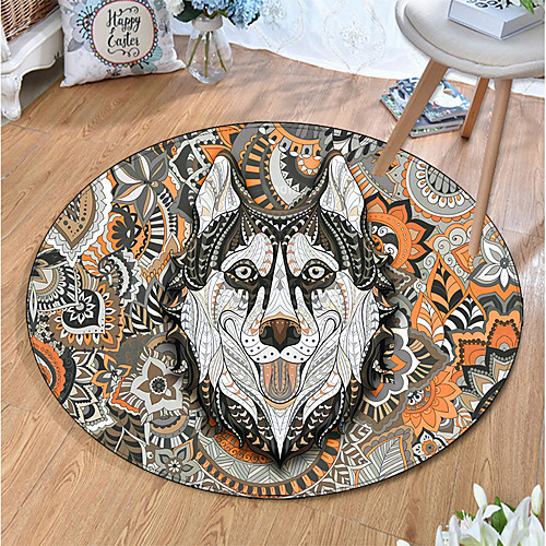 

Round 5mm Area Rugs Machine Made Polyster Non Skid Modern 3D
