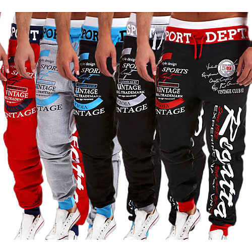 

Men's Sweatpants Joggers Track Pants Street Bottoms Harem Drawstring Cotton Fitness Gym Workout Running Active Training Jogging Breathable Soft Sport Graffiti Black / Red Red BlackWhite Black / Blue