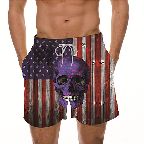 

Men's Designer Casual / Sporty Big and Tall Quick Dry Breathable Soft Holiday Beach Swimming Pool Shorts Bermuda shorts Swim Trucks Pants Graphic Prints Skull Flag Short Drawstring Elastic Drawstring