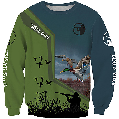 

Men's Unisex Plus Size Sweatshirt Pullover Sweatshirt Graphic Prints Animal Print Round Neck Casual Daily Holiday 3D Print Basic Designer Hoodies Sweatshirts Long Sleeve Blue Green Brown