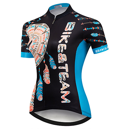 

21Grams Women's Short Sleeve Cycling Jersey Summer Spandex Polyester Black / Blue Bike Jersey Top Mountain Bike MTB Road Bike Cycling Quick Dry Moisture Wicking Breathable Sports Clothing Apparel