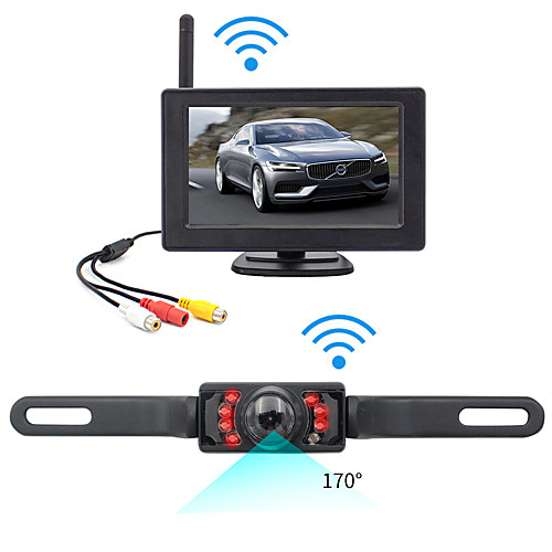 

Factory Outlet PZ704413-W LCD Digital Screen Wireless Car Reversing Monitor / Reversing Radar Kit Waterproof / 360° monitoring for Car
