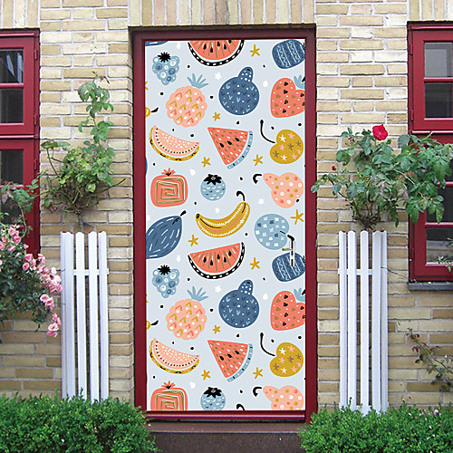 

2pcs Self-adhesive Creative Fruit Party Door Stickers For Living Room Diy Decoration Home Waterproof Wall Stickers