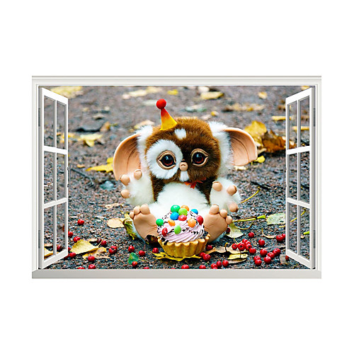 

3D Fake Window Cute Ice Cream Doll Home Children's Room Background Decoration Can Be Removed Stickers