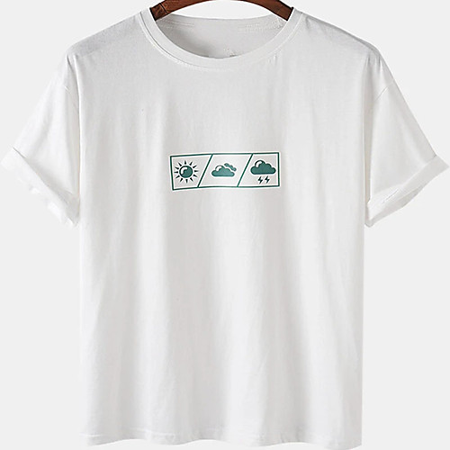 

Men's Unisex Tee T shirt Hot Stamping Sun Clouds Plus Size Print Short Sleeve Casual Tops Cotton Basic Designer Big and Tall White Black
