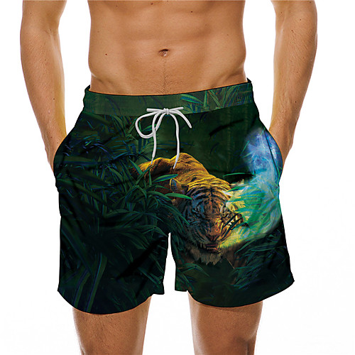 

Men's Designer Casual / Sporty Big and Tall Quick Dry Breathable Soft Holiday Beach Swimming Pool Shorts Bermuda shorts Swim Trucks Pants Graphic Prints Tiger Short Drawstring Elastic Drawstring