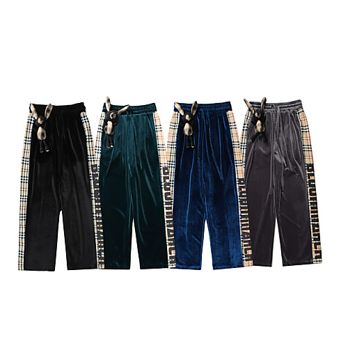 

Men's Chino Soft Daily Chinos Pants Patchwork Full Length Patchwork woven ArmyGreen Black Royal Blue Gray