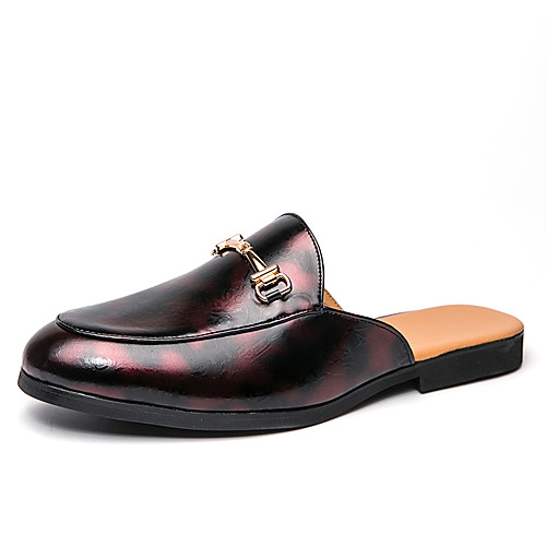 

Men's Clogs & Mules Flat Sandals Casual British Daily PU Non-slipping Wear Proof Red Blue Spring Summer