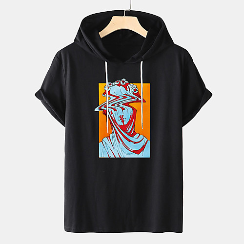 

Men's Unisex Tee T shirt Hot Stamping Abstract Graphic Prints Plus Size Short Sleeve Casual Tops Cotton Basic Designer Big and Tall White Black Orange