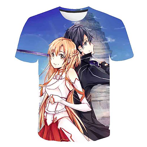 

Inspired by SAO Swords Art Online Anime Cartoon 100% Polyester 3D 3D Harajuku Graphic T shirt For Women's / Men's