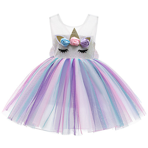 

Princess Unicorn Cosplay Costume Masquerade Flower Girl Dress Girls' Movie Cosplay Vacation Christmas White Purple Dress Christmas Halloween Masquerade Polyester / Cotton