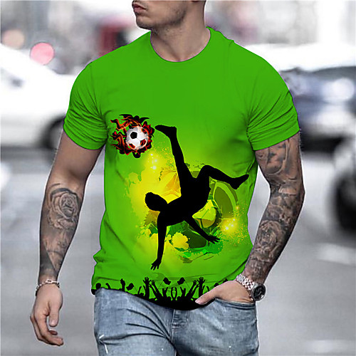 

Men's Unisex Tee T shirt Shirt 3D Print Graphic Prints Football Print Short Sleeve Daily Tops Casual Designer Big and Tall Green